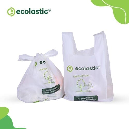 100% Compostable U-Cut Carry Bags (White) - 20 x 24 inches - 20 bags/kg - 50 microns I 3 Kg Pack view 2