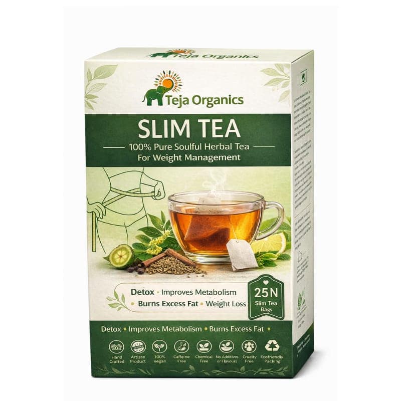 Slim Tea Bags 25 Nos | Improves Metabolism | Promotes Healthy Digestion | Burns Excess Fat | Sheds extra Kilos effortlessly | Weight Management | Detox | Caffeine Free