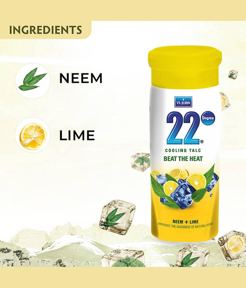 Vi-John Beat The Heat Lime, Neem & Mint (100g x3) Talc 100 gm Pack of 3 view 2