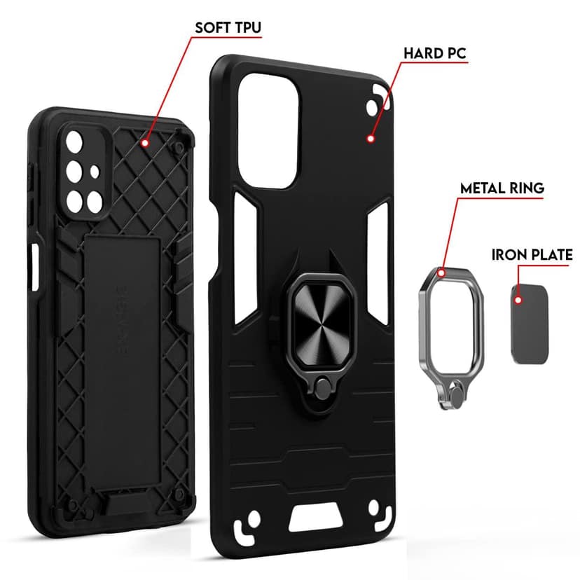 Mobile Cover for Poco M4 5G & Poco M5 (4G) Armor Bumper Back Case with Ring Holder & Kick Stand | Shockproof (Hybrid TPU + PC) view 2