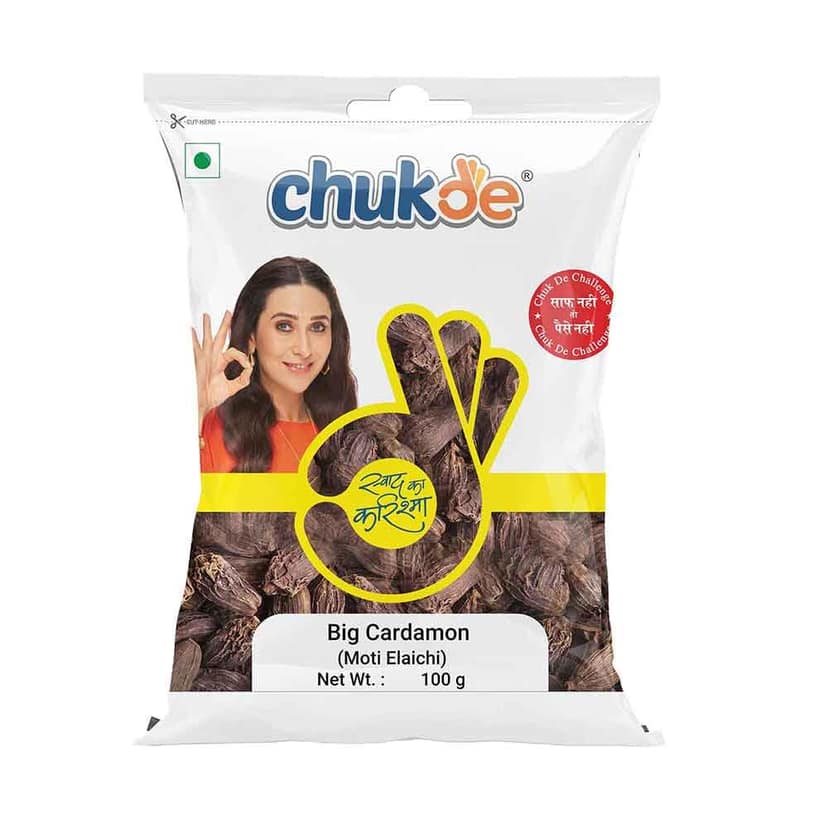 Chukde Black Cardamom - 100 Gm, | Fresh Pieces of Moti Elaichi without Adulteration | Not Too Moist or Dry for Full Taste | Also Known as Kali Elaichi, Boro Elach, Kardamom view 2