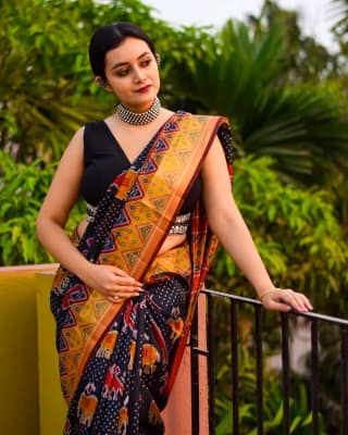 Natural Pure Mulmul Cotton Silk Saree by SHIV TEXTILES