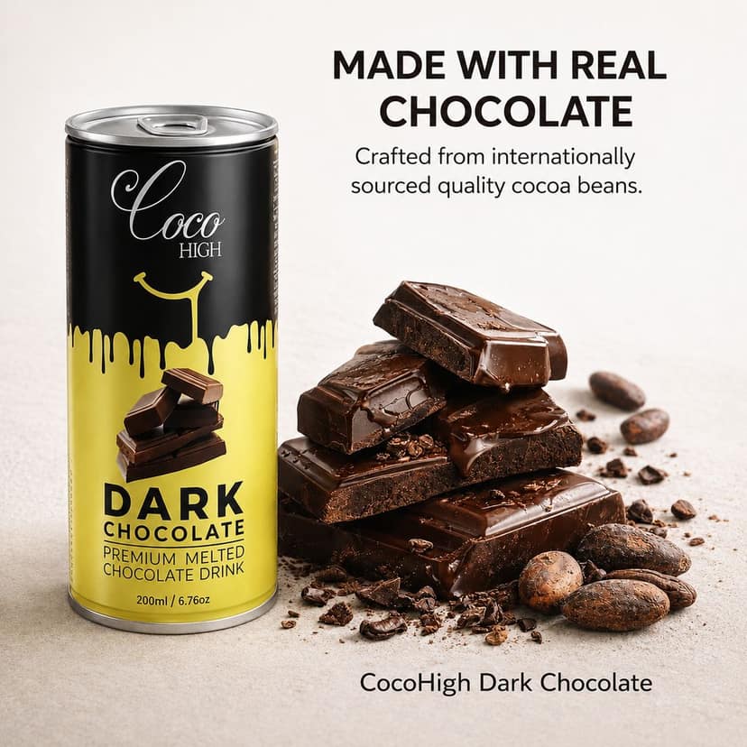 COCOHIGH Dark Chocolate Drink Can - 200 ml (Pack Of 6) view 2