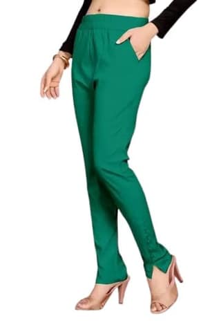 Cron Women's Straight Fit Ankle Length, Slim fit Cigarette Pants with an Elasticated Waist Band (28, Aqua Green)