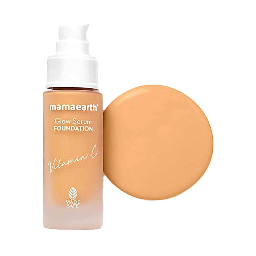 Mamaearth Glow Serum Matte Liquid Foundation Medium Coverage For All Skin Types With Vitamin C & Turmeric For 12-Hour Long Stay- 04 Sand Glow - 30 Ml, Pack Of 1 Mamaearth Glow Serum Matte Liquid Foundation Medium Coverage For All Skin Types With Vitamin