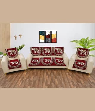 FURNISHING HUT 5 Seater Chenille Sofa Cover Set ( Pack of 1 )