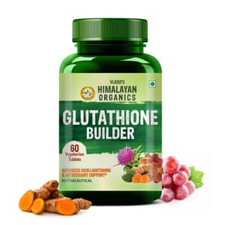 Vlado's Himalayan Organics Glutathione Builder for Anti Ageing & Skin Brightening with ( Vitamin C, E, B6 & Curcumin ) 60 Veg Tablets