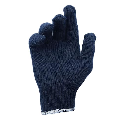 Solance Unisex Reusable Washable Knitted Cotton Safety Hand Gloves Free Size (Pack of 24) Navy Blue view 2