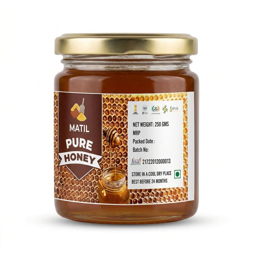 MATIL PURE HONEY - 250 gm - One glass jar view 2