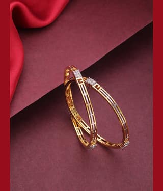 Priyaasi Gold-Plated Geometric Design Bangles with Artificial Stones for Women and Girls