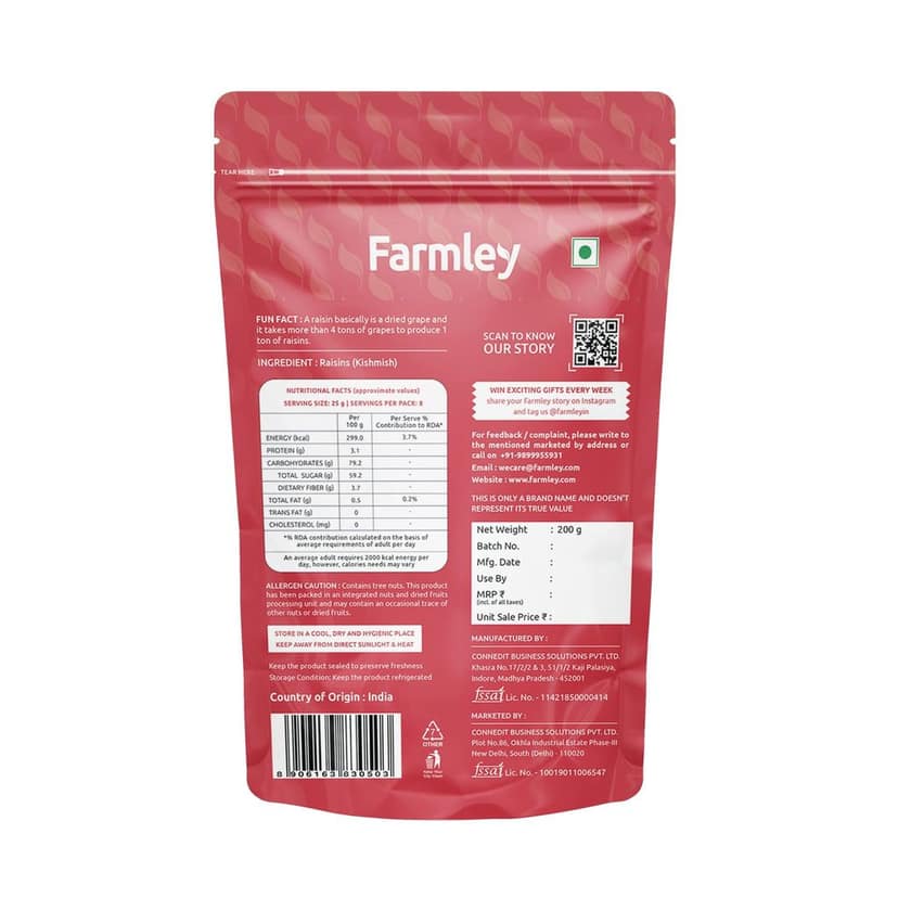 Farmley Prasadam Raisins (Kishmish) 400g | 2 x 200g view 2