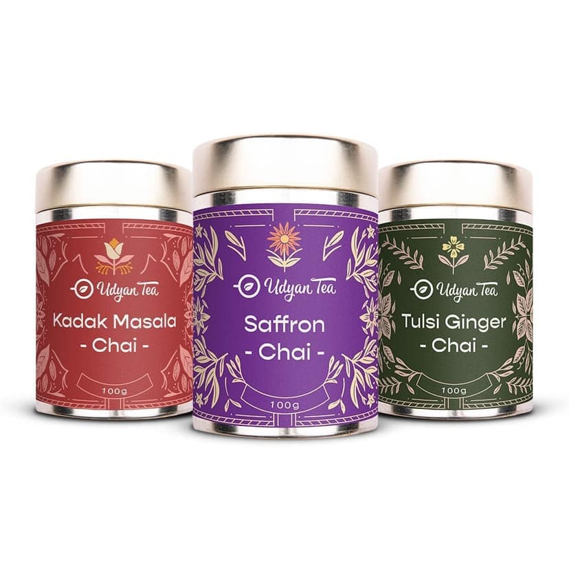 Udyan Tea | Winter Chai Tea Combo Pack | Kadak Masala Chai | Saffron Chai | Tulsi Ginger Chai