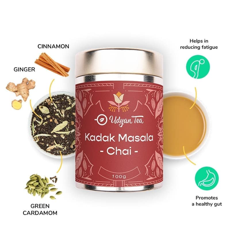 Udyan Tea | Winter Chai Tea Combo Pack | Kadak Masala Chai | Saffron Chai | Tulsi Ginger Chai view 2