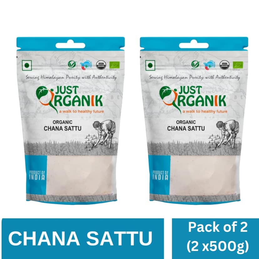 JUST ORGANIK, Channa Sattu � 1kg (2 * 500grams) | Sattu Atta | Sattoo | Sattu | 100% Organic | USDA Certified view 2