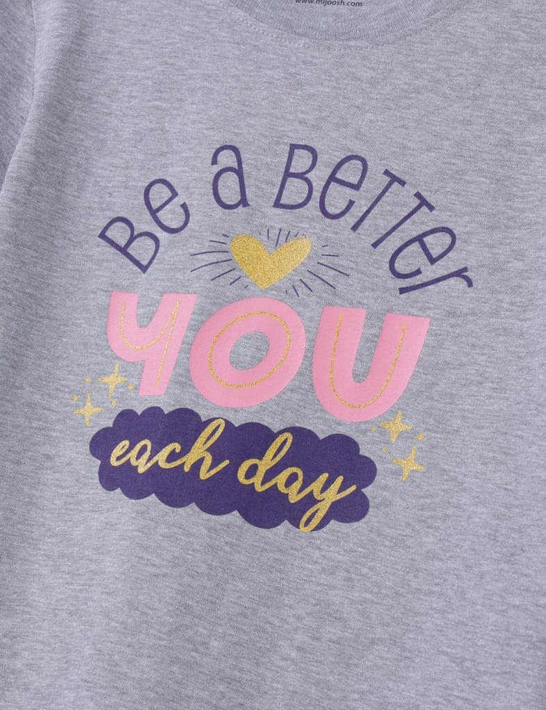Girls T shirt Cotton Grey Heather Melange Be a Better view 2