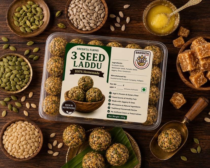 Sreshta Farms 3 Seeds Laddu - 250gm view 2