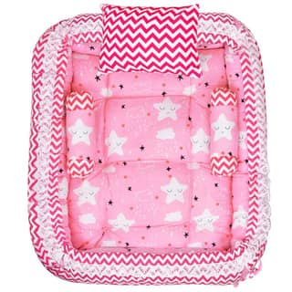 LOREM 3 Pillows & Square Shape Cotton Baby Bed for 0-1 Year BB05-06