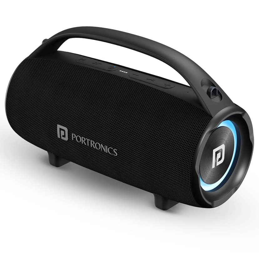 Portronics Thunder 2.0 60W Wireless Bluetooth Party Speaker with Dual Passive Radiator, Upto 6 Hours Playtime, Multiple EQ Modes, RGB LED Lights, TWS Mode, Bluetooth 5.3V, Type C Fast Charging