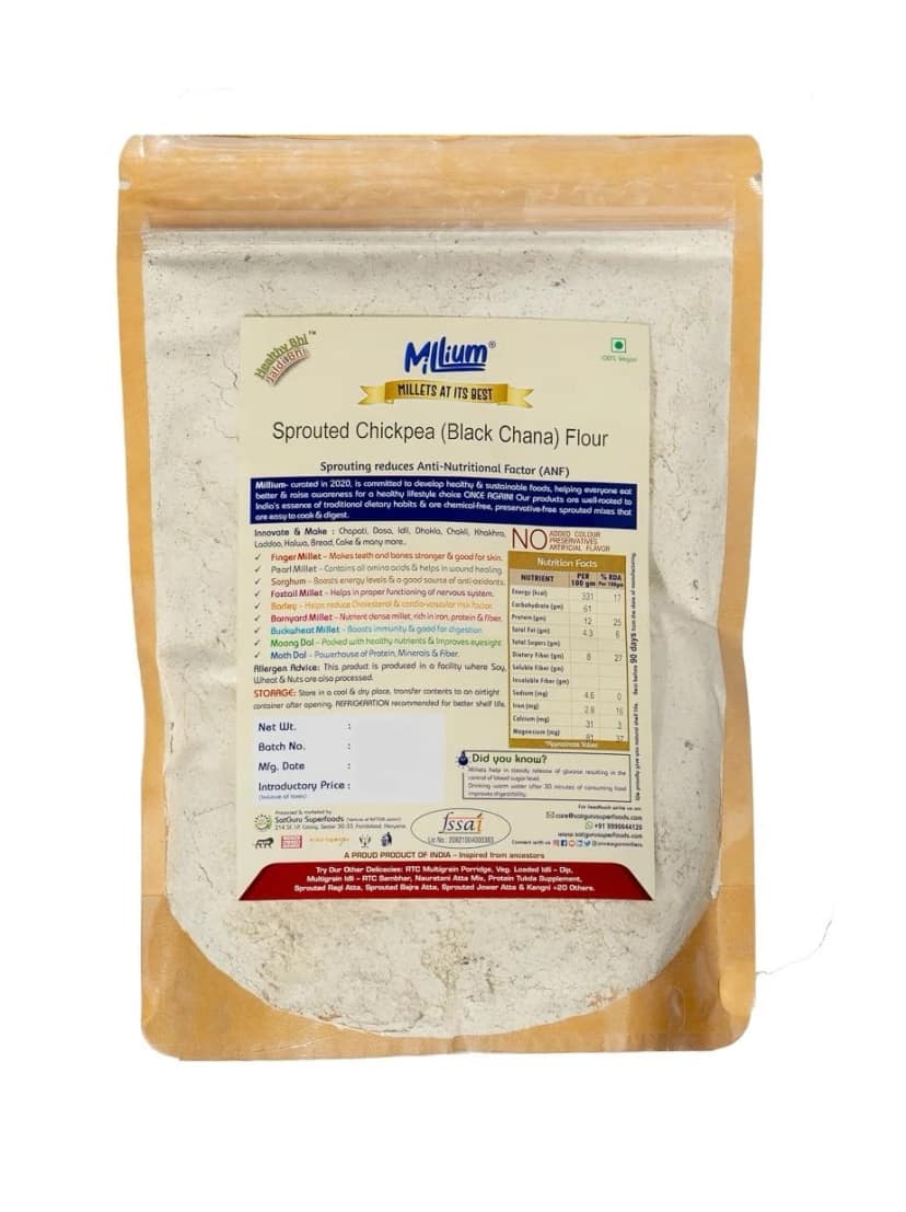 Millium Sprouted Chickpea Black Chana Flour Freshly Ground High Protein 950g view 2