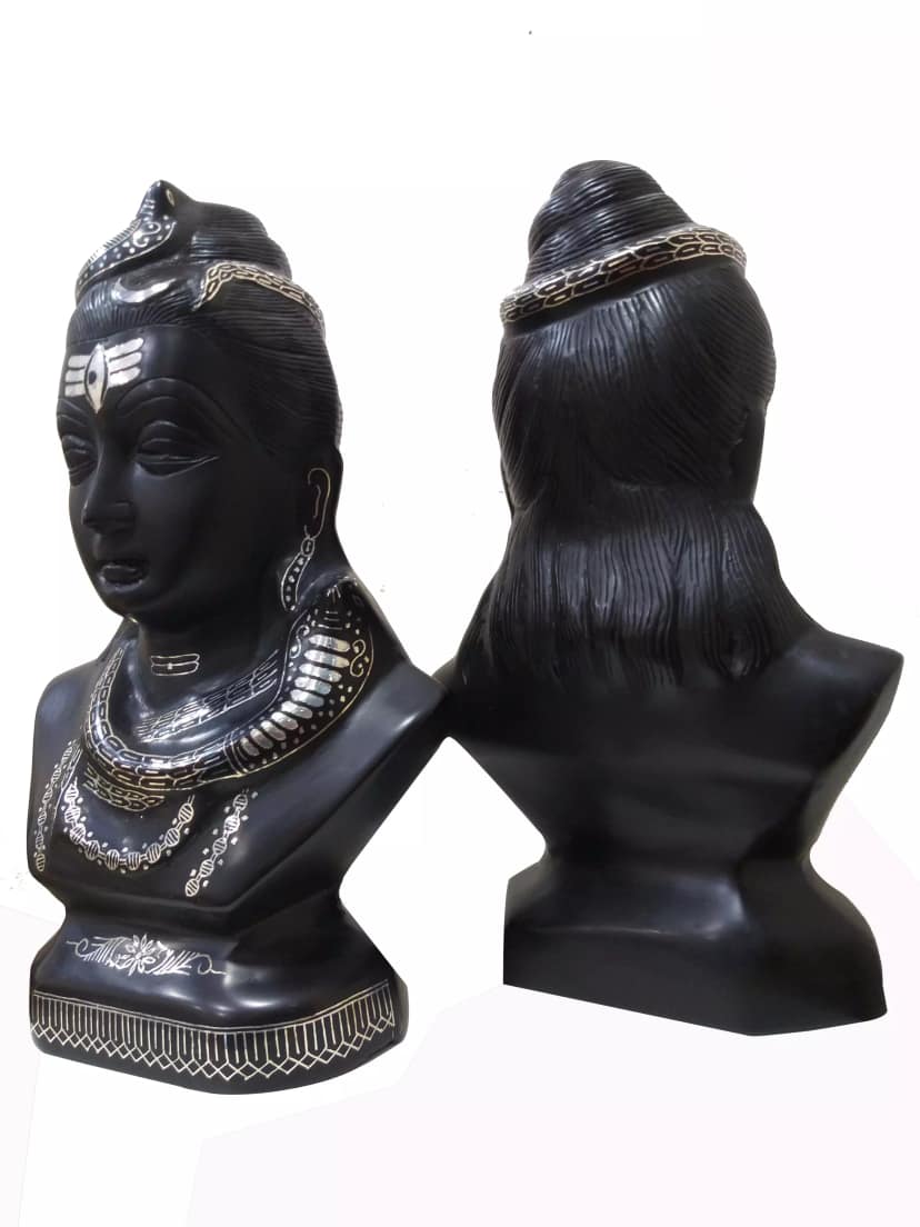 Bidri Art Lord Shankar Statue 12 Inches Zinc Copper Alloy