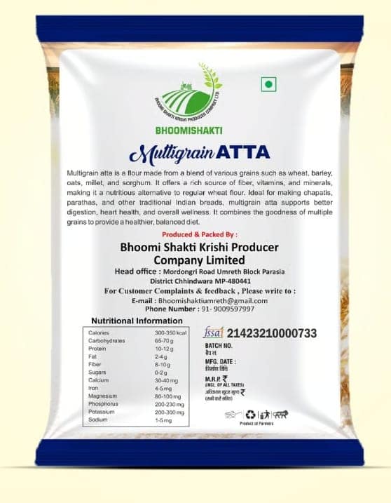 Bhoomi Shakti Multigrain Atta 5 Kg Natural High Fiber Flour view 2