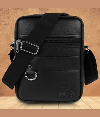 Zovira Black Solid Messenger Bag