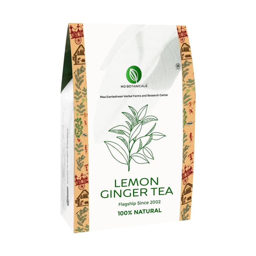 MD Botanicals Lemon Ginger Tea | Refreshing Herbal Detox Blend | Supports Digestion & Immunity | Caffeine-Free | 70g Loose Leaf