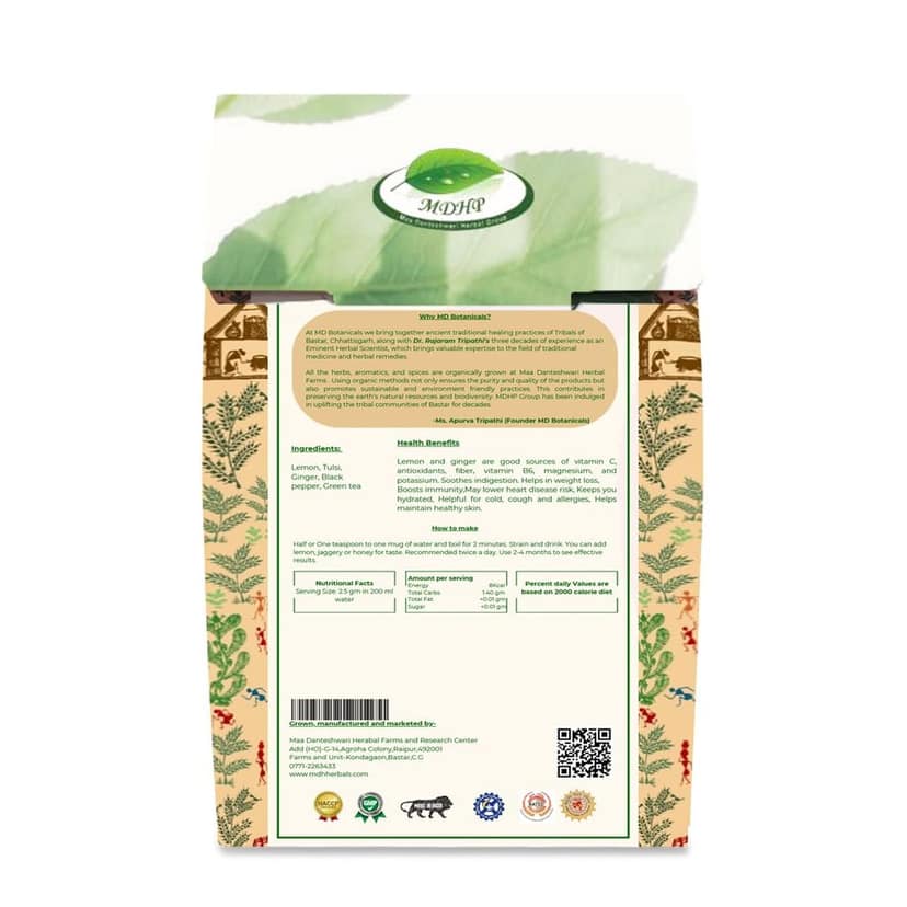 MD Botanicals Lemon Ginger Tea | Refreshing Herbal Detox Blend | Supports Digestion & Immunity | Caffeine-Free | 70g Loose Leaf view 2