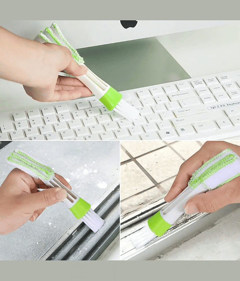 Aksmit Combo ( Pack Of 2 ) Multi-Purpose Bike Chain Cleaner Brush with Soft & Long Bristles Ideal for Quick Cleaning of Cycles, Motorcycles With Multipurpose Microfiber Double Sided Car Cleaning Brush for Car A/c Vents, Blinds, Keyboard view 2