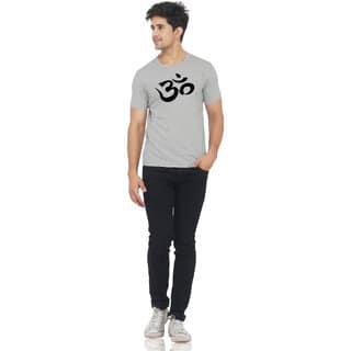 M R Marc Rose Grey Color Half Sleeve Om Printed T Shirt