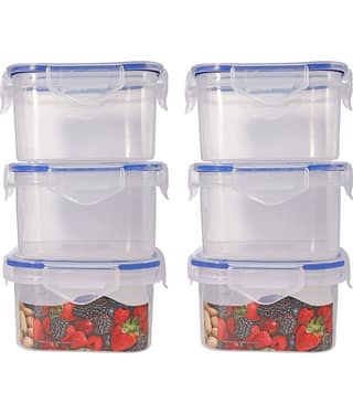 Woolco - Lock & fit Transparent Plastic Food Container ( Set of 6 ) - 400 ml