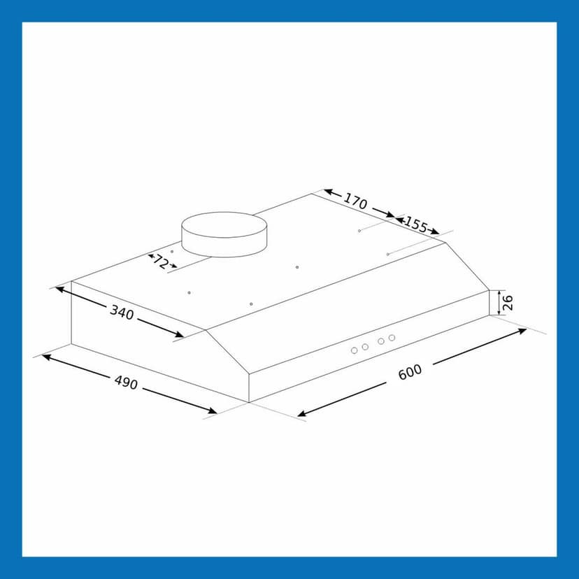 Straight Line Kitchen Chimney with Push Button Control, Baffle filters 60cm 1000 m3/h -Silver (6000 DX SS) view 2