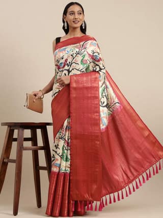 Yavira silk Women's Multi Printed Silk Blend Saree