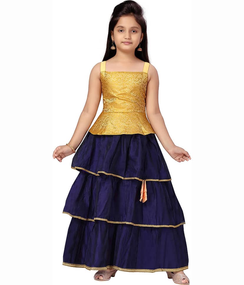 Aarika Silk Lehenga Choli Set For Girls ( Pack of 1 , Yellow )