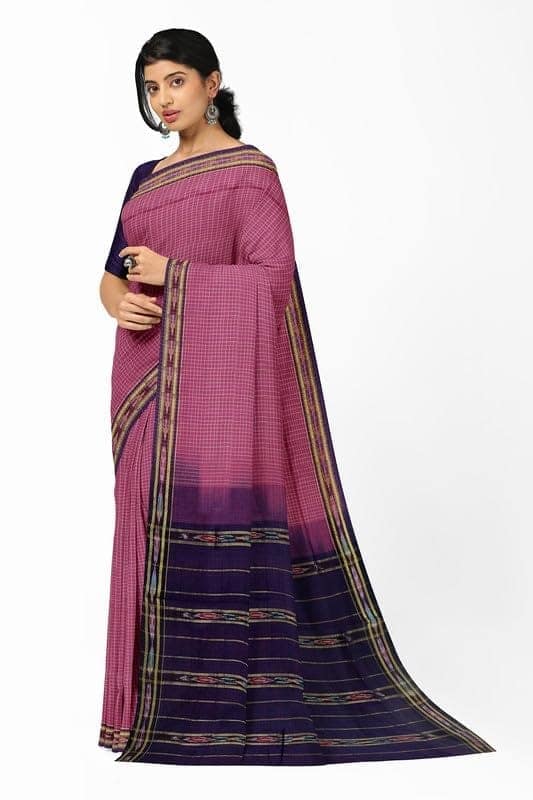 APCO Handloom (A Andhra Pradesh Govt Emporium)- Women's Traditional Pure Handloom Bandar/Polavaram Pink Cotton Saree | PBS0008 view 2