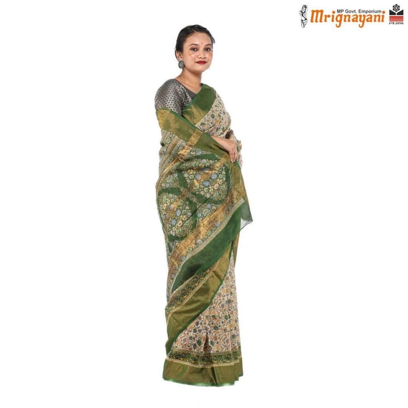 HANDLOOM CHANDERI SILK SAREE WITH BLOUSE (SKU - 3N0101080622, SAREE-1053)