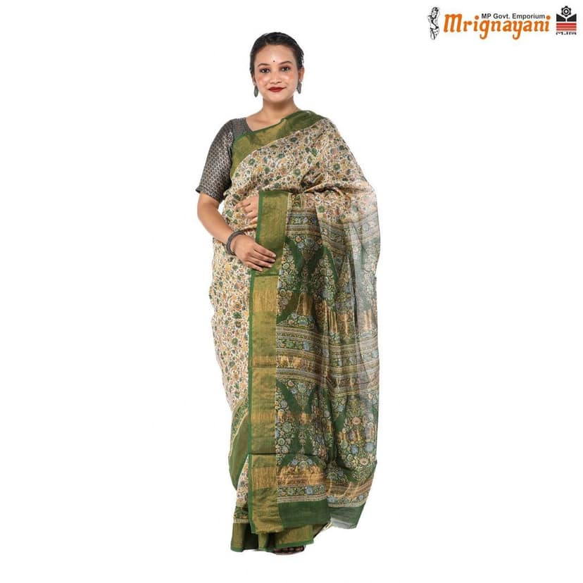 HANDLOOM CHANDERI SILK SAREE WITH BLOUSE (SKU - 3N0101080622, SAREE-1053) view 2