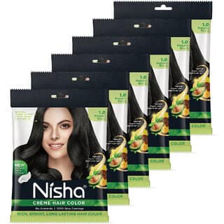 Nisha Creme Hair Color Natural Black 40 gm (Pack Of 6) , Natural Black
