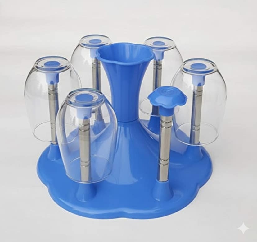 Dark Wolf Sky Blue Steel Glass Stand Strong and Stable Cup Holder view 2