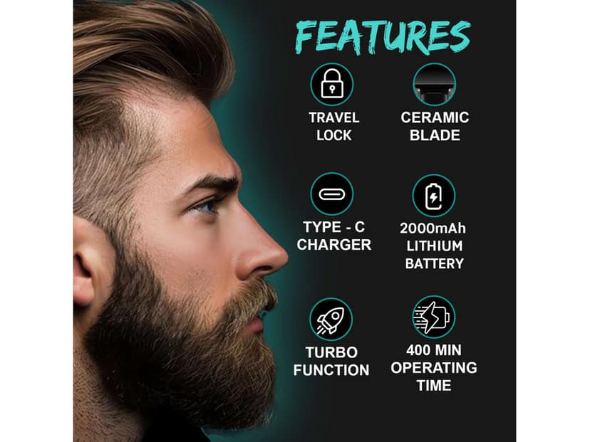 VGR V-987 Professional Hair Trimmer, Black view 2