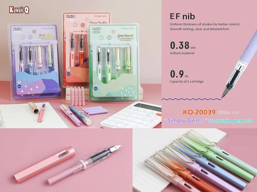 Weshopaholic Erasable Fountain Pen Replacable Ink Set Blue Ink EF 0.38mm Cute School Pens Office Supplies Stationery for Writing (Green_Aurora) view 2