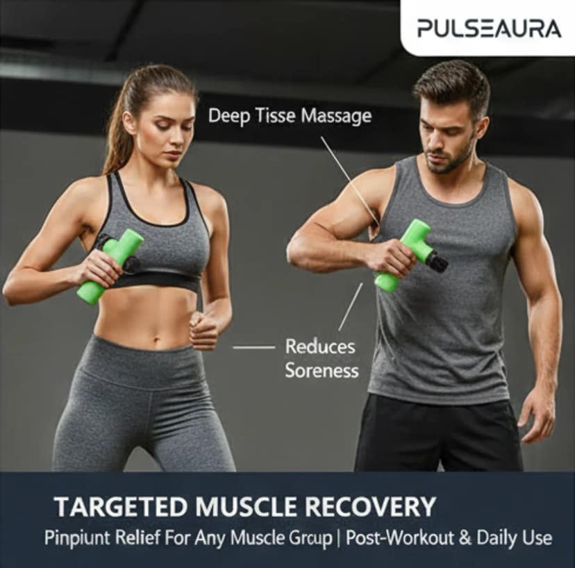 Pulseaura Multicolor Portable Mini Muscle Massager Gun Deep Tissue Percussion Therapy view 2