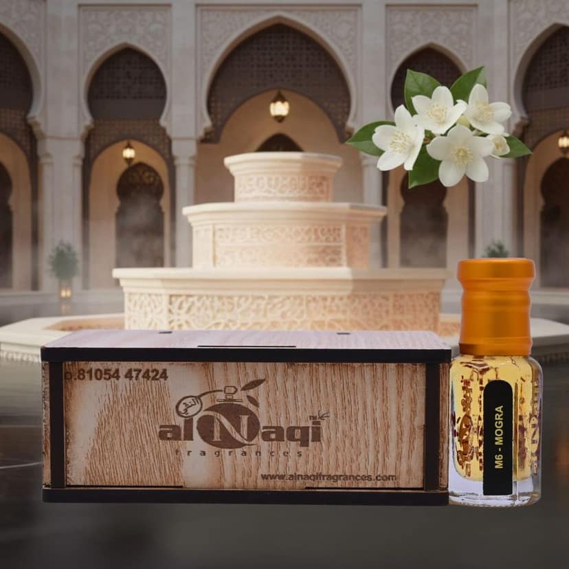 alnaqi fragrances Mogra Attar | Perfume Oil, Alcohol-Free Roll-On | Fresh Mogra & Greenery, White Floral Heart, Sandalwood Base | Long-Lasting Unisex Fragrance view 2