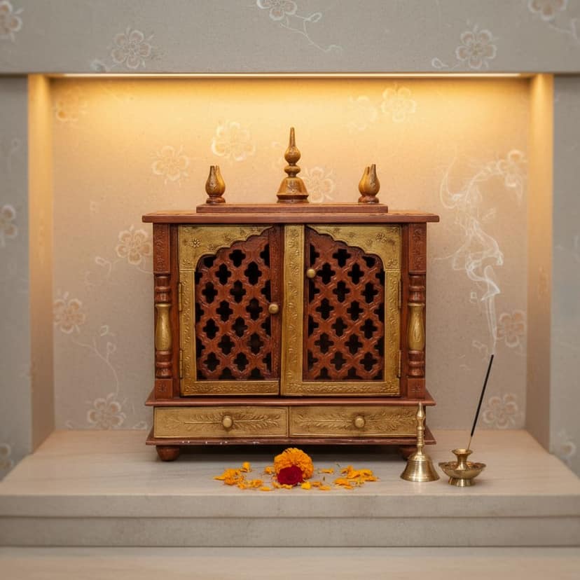 Beautiful Handmade Copper Indian Wooden Temple