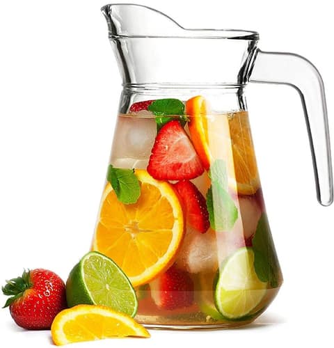 Lining Glass Water jug | 1.5 Littre | Water/Juice Pitcher Carafe with Handle and Lid | Perfect for Drinking Beverages, Serving Kitchen and Dining/Tableware-Milk, Juice, Water