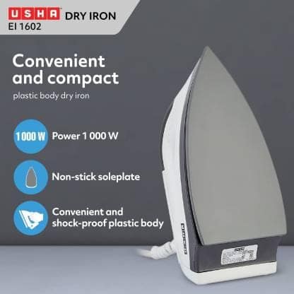 USHA EI 1602 1000 W Dry Iron (Grey) view 2