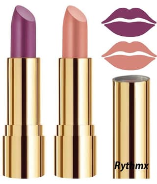 Rythmx Purple,Peach Matte Creme Lipstick Long Stay on Lips Multi Pack of 2 8 g