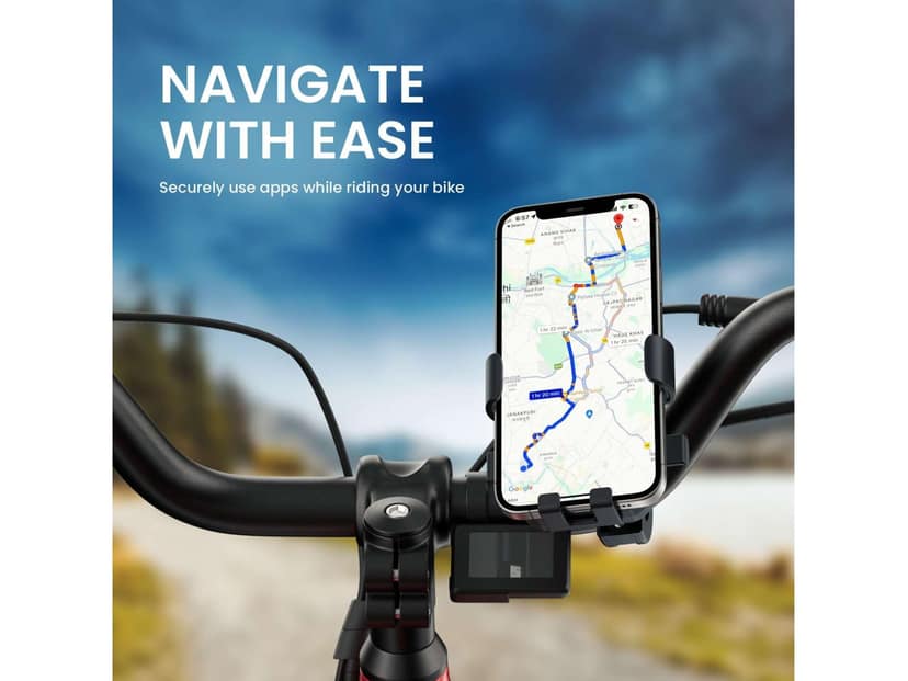 Portronics Mobike 4 Bike Phone Mount with 360 Rotational, Strong Hold for Bicycle, Motorcycle Compatible with 4.7 to 6.8 inch Devices view 2