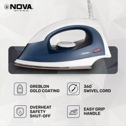 Nova Plus Azure NI 70 1100 W Dry Iron (Indigo) view 2