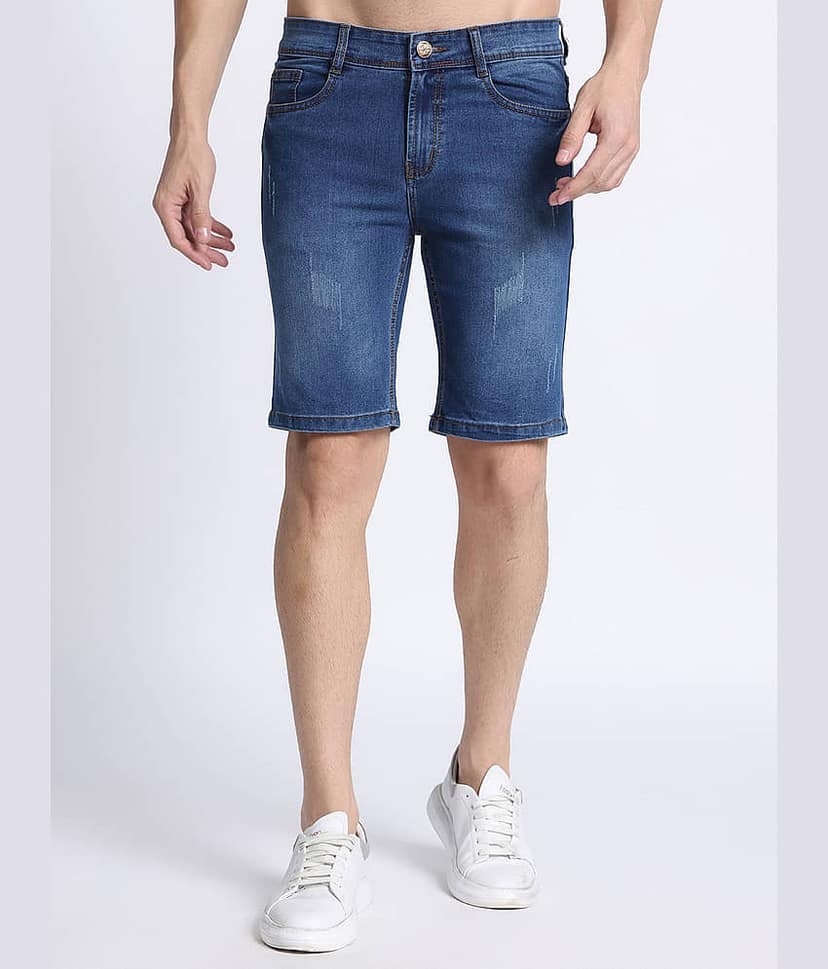 plounge Blue Denim Men's Shorts ( Pack of 1 )